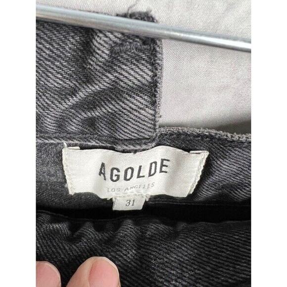 AGOLDE Criss Cross High Rise Straight Jeans in Shambles Black Distressed 31 - Picture 7 of 10